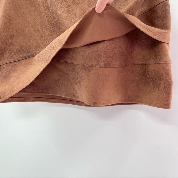 Free People Camel Summer Love Vegan Leather Mini Skirt Size 10 - Picture 5 of 12